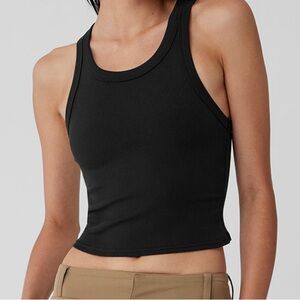 Alo Yoga “goddess ribbed go-to tank”, black, size large